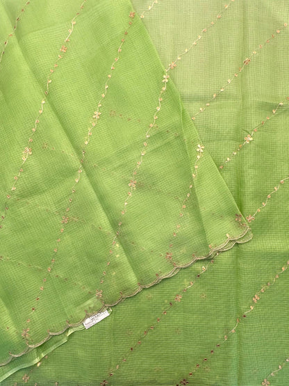 Kota Doria Pure Silk Saree With Gota Patti Work