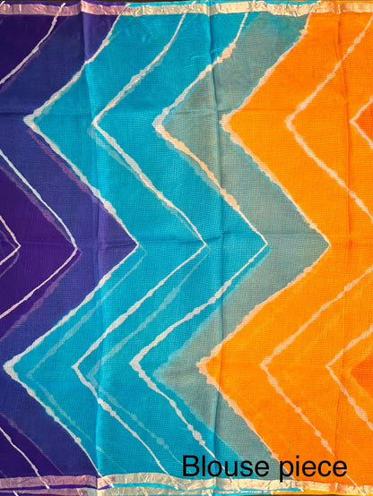 Multi Colour Leheriya Kota Doria Pure Silk Saree