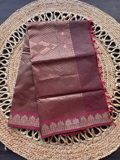 Pinkish Green (Shot/Dual Colour) Kovai Pure Cotton Saree