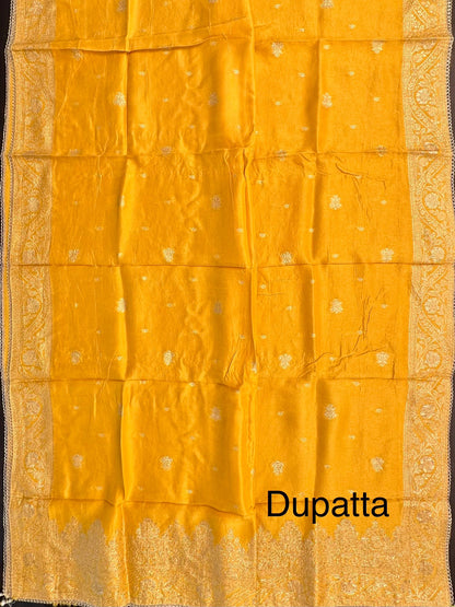Mustard Artificial Crepe Unstitched 3-Piece Suit