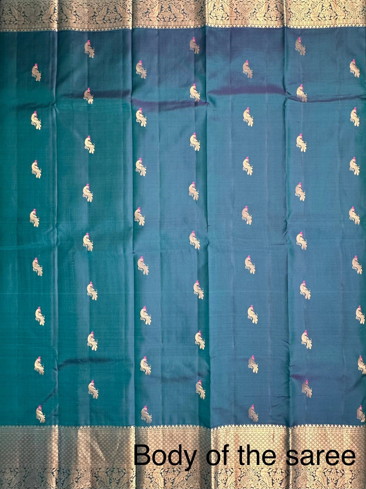 Teal Blue Handloom Kanjivaram Pure Silk Saree