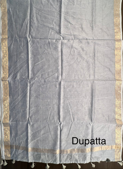 Powder Blue Handloom Chanderi Suit