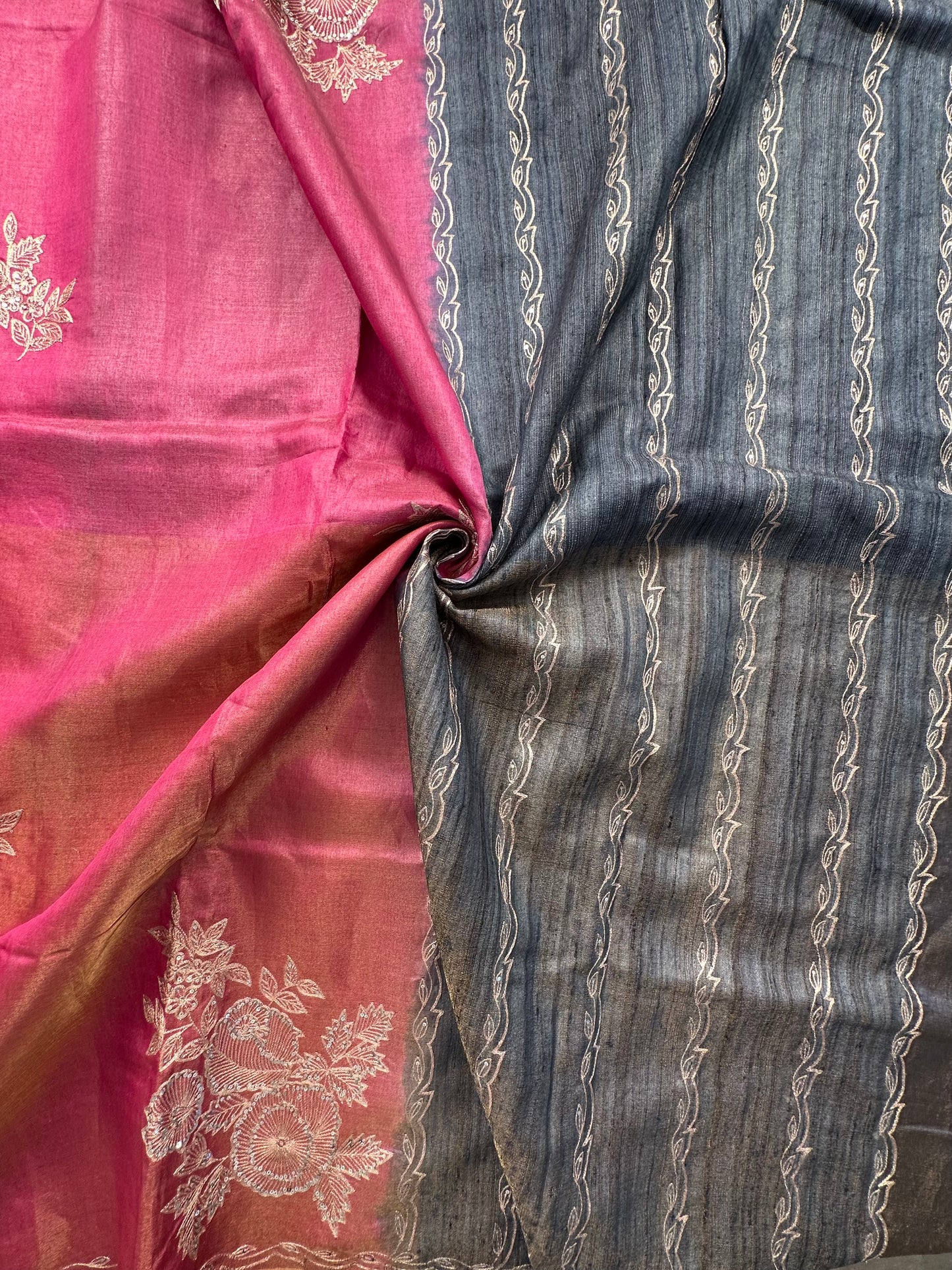 Rani Aari Work Tissue Silk Saree