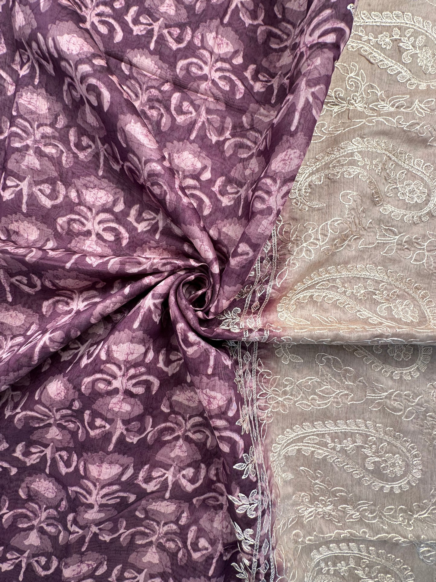 Purple-Beige Dhara Chanderi Saree