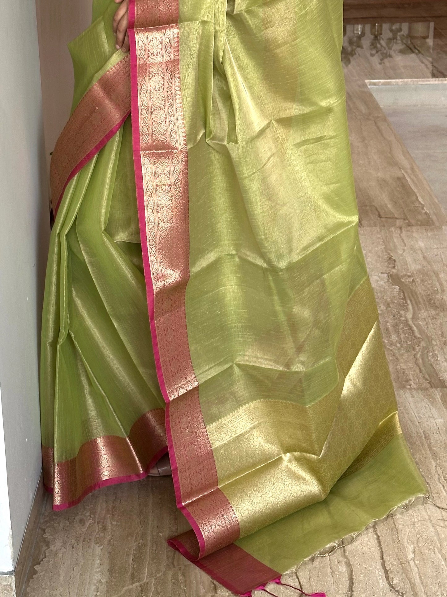 Parrot Green Amrit Tissue Saree