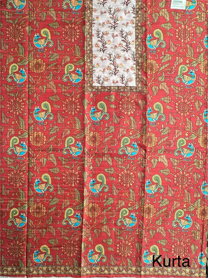 Red Fancy Cotton 3-Piece Suit