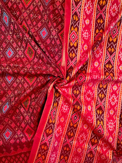 Red Ikkat  Pure Silk Saree