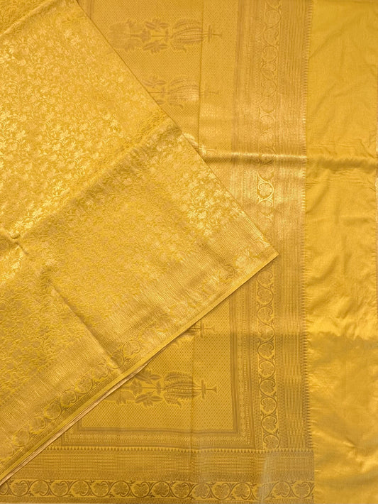 Yellow Jamawar Art Silk Saree