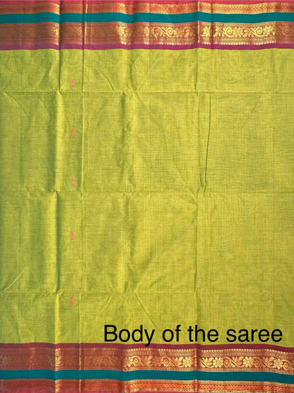 Parrot Green Narayanpet Cotton Saree