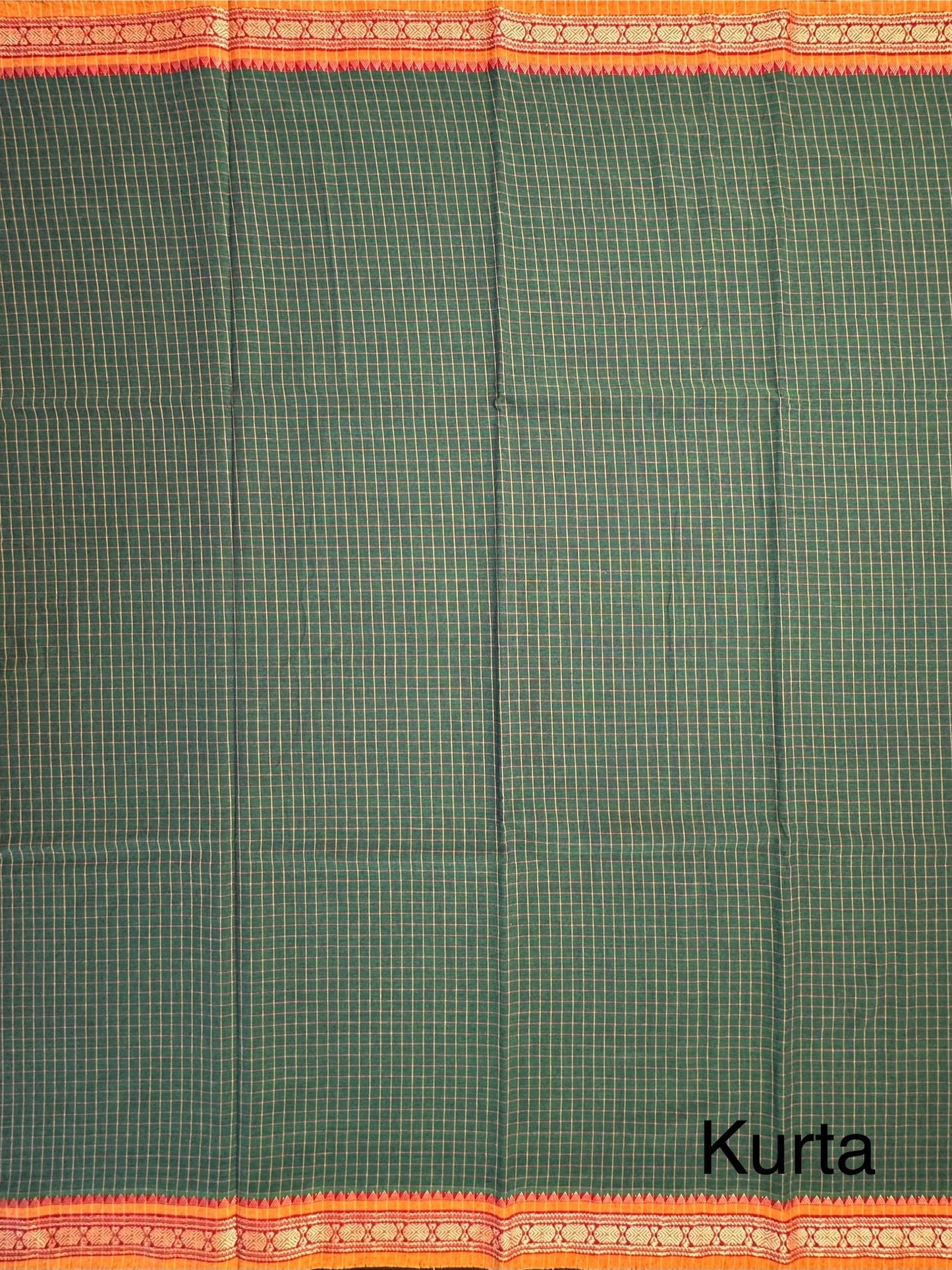 Bottle Green Checkered Dharwad South Cotton 3-Piece Suit
