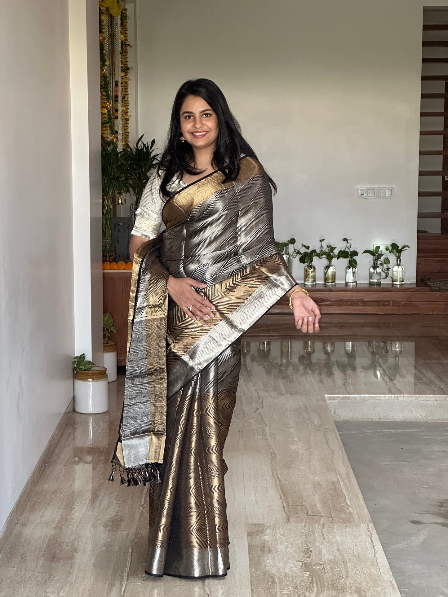 Black Pure Tissue Silk Saree