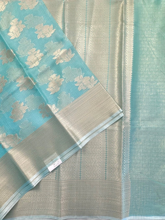 Sea Green Arvita Kota Doria Fancy Cotton Saree