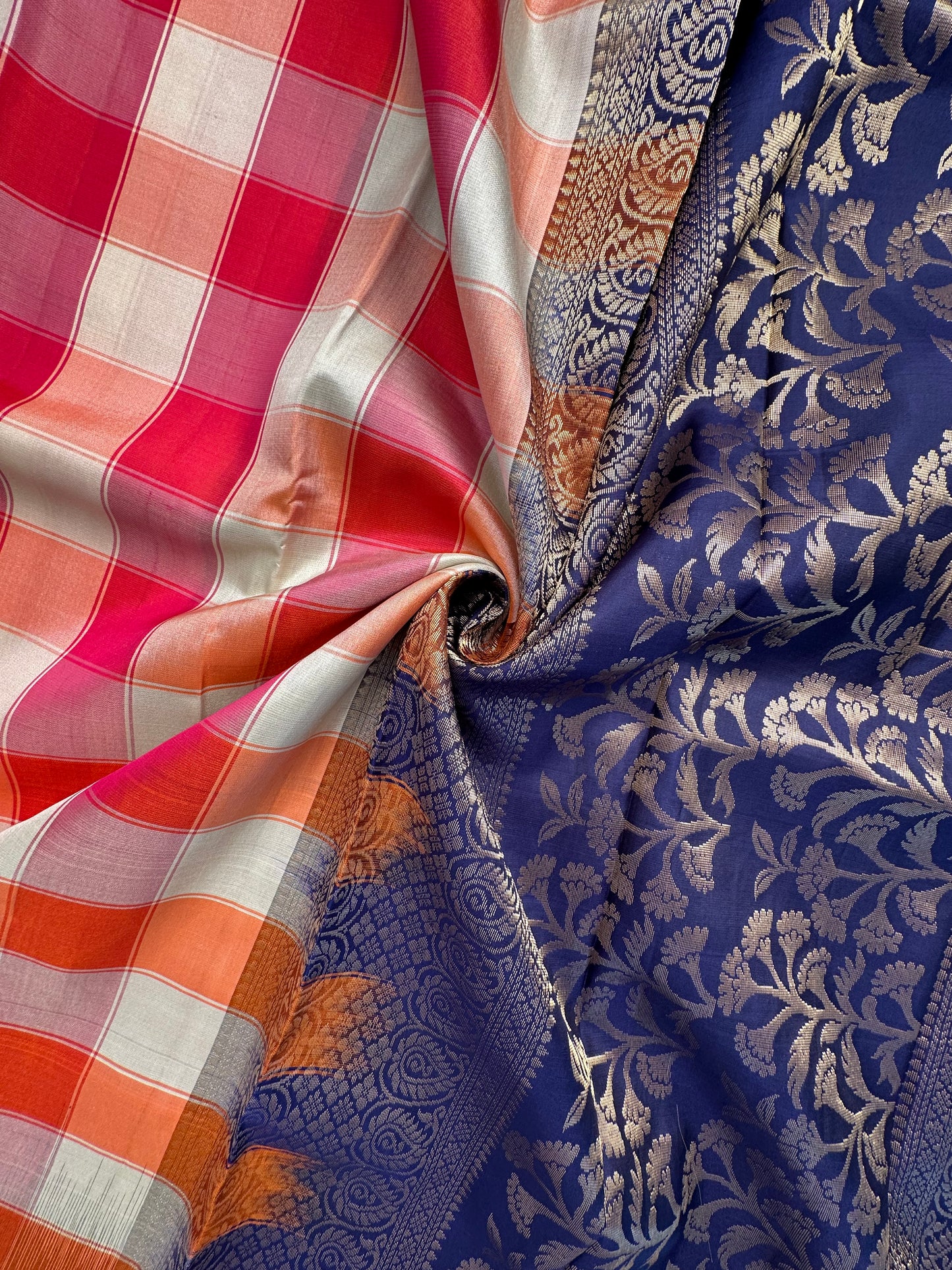Multi Checkered Pure Soft Silk Saree