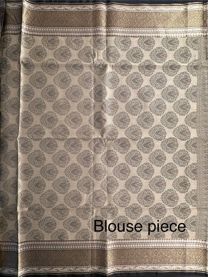 Grey-Black Fancy Tissue Saree