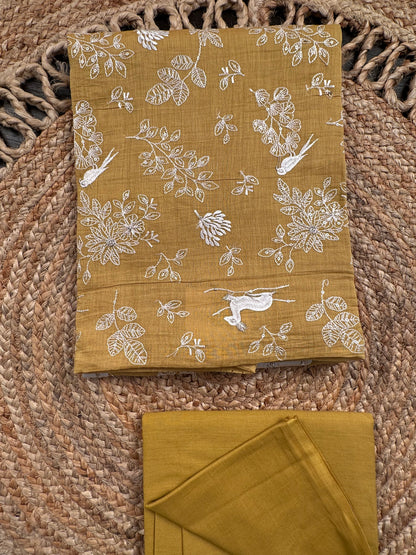 Mehndi Green Pure Cotton 3-Piece Suit