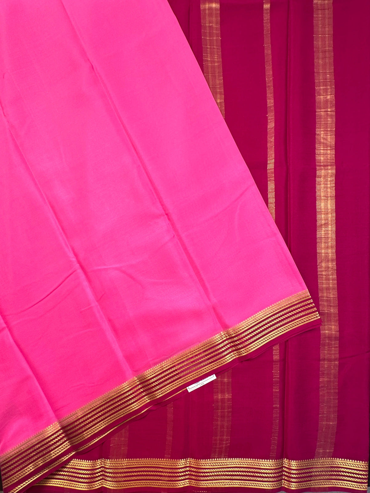 Pink-Magenta Pure Mysore Crepe Saree