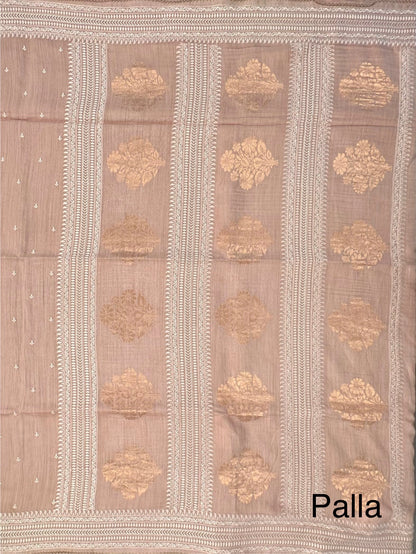 Beige Muga Silk Saree