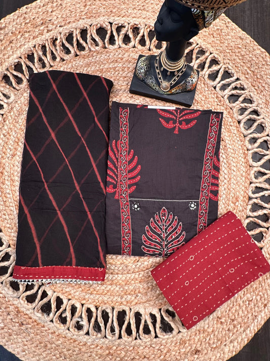 Black Printed Rati Pure Cotton Suit