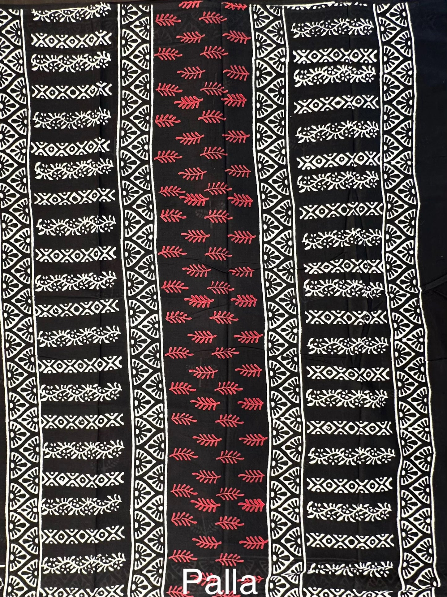 Black Baag Hand Block Print Pure Cotton Saree