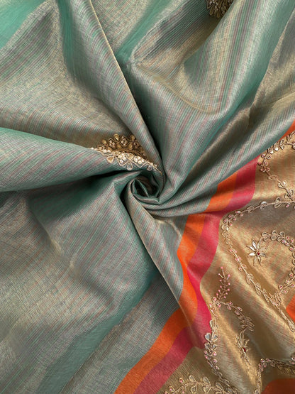 Green HandWork Tissue Saree