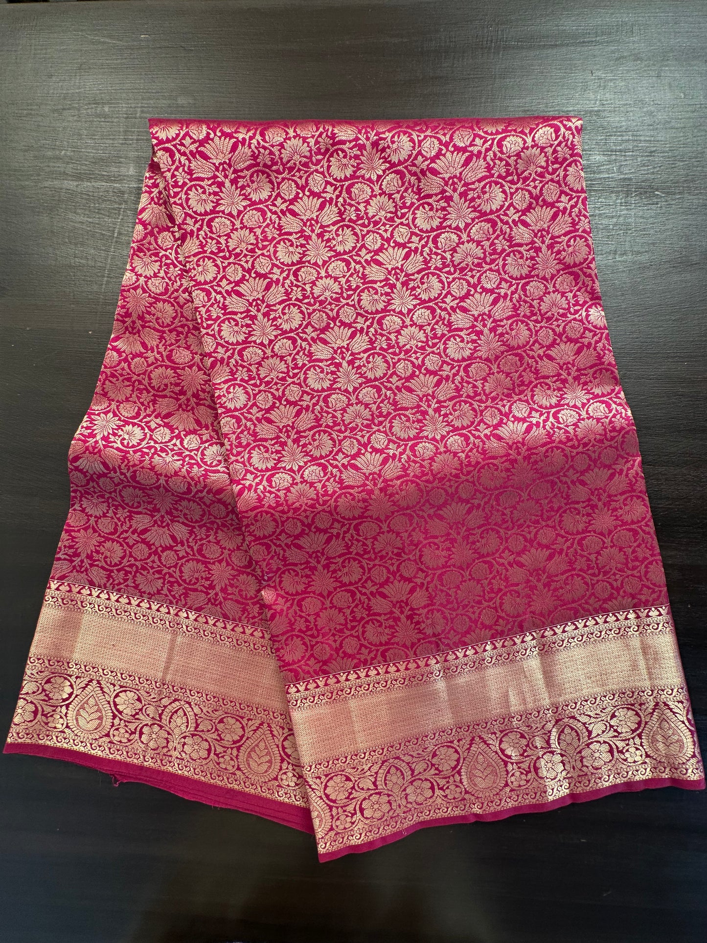 Magenta Handloom Kanjivaram Jamawar Pure Silk Saree