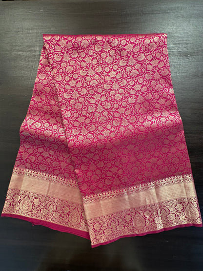 Magenta Handloom Kanjivaram Jamawar Pure Silk Saree
