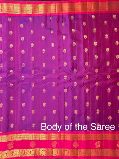 Purple-Rani Gadwal Pure Silk Saree