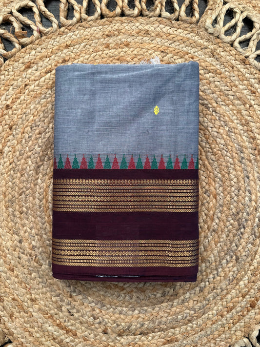 Grey Narayanpet Cotton Saree