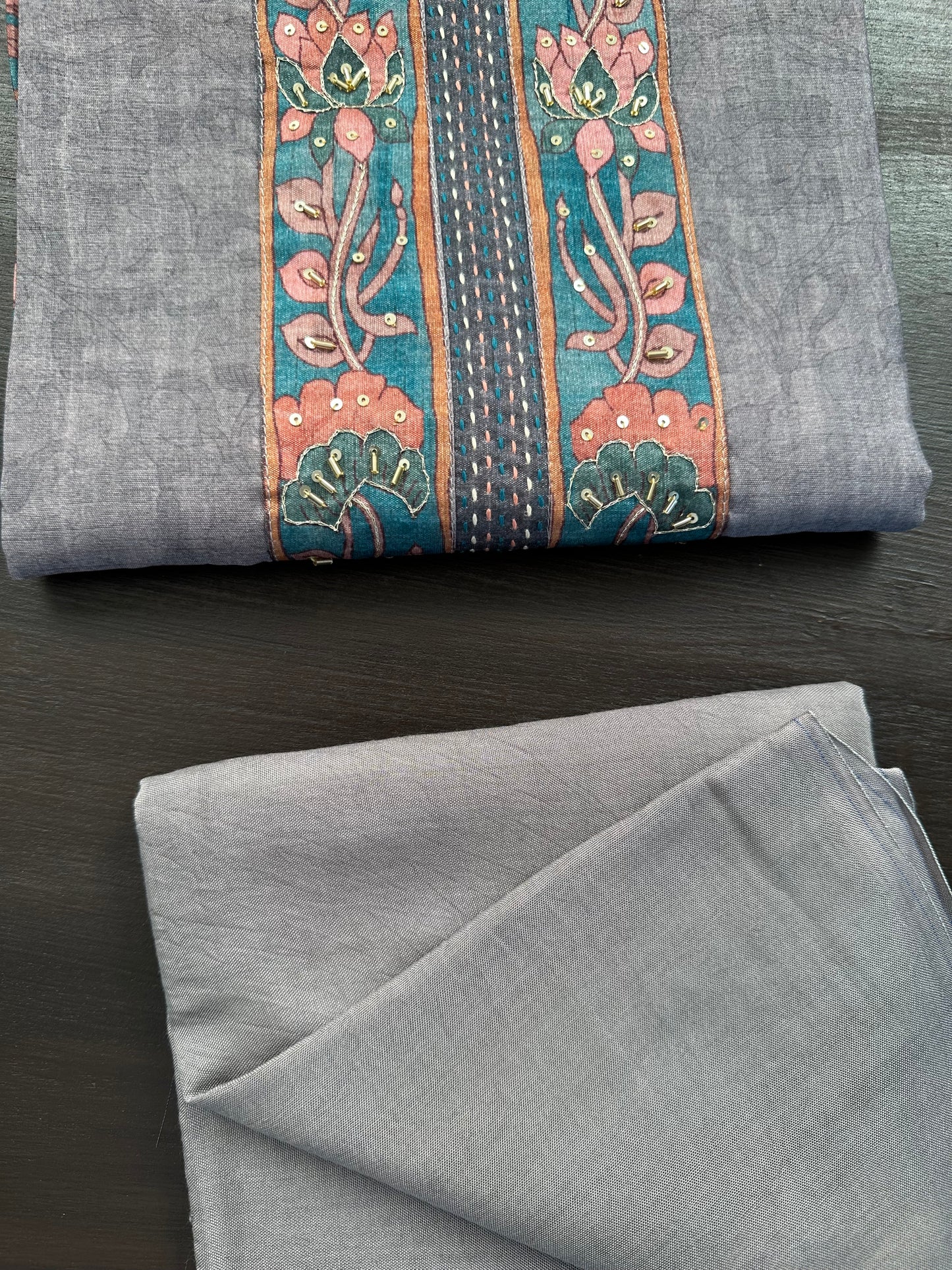 Grey Fancy Cotton 3-Piece Suit