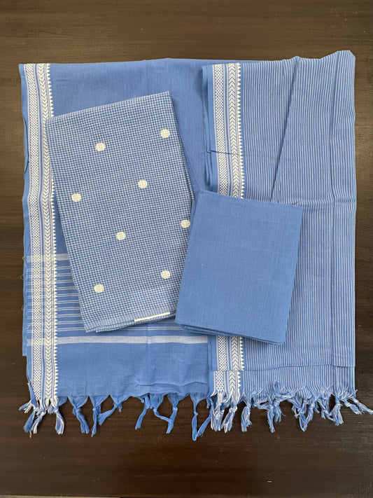 Blue South Cotton 3-Piece Suit
