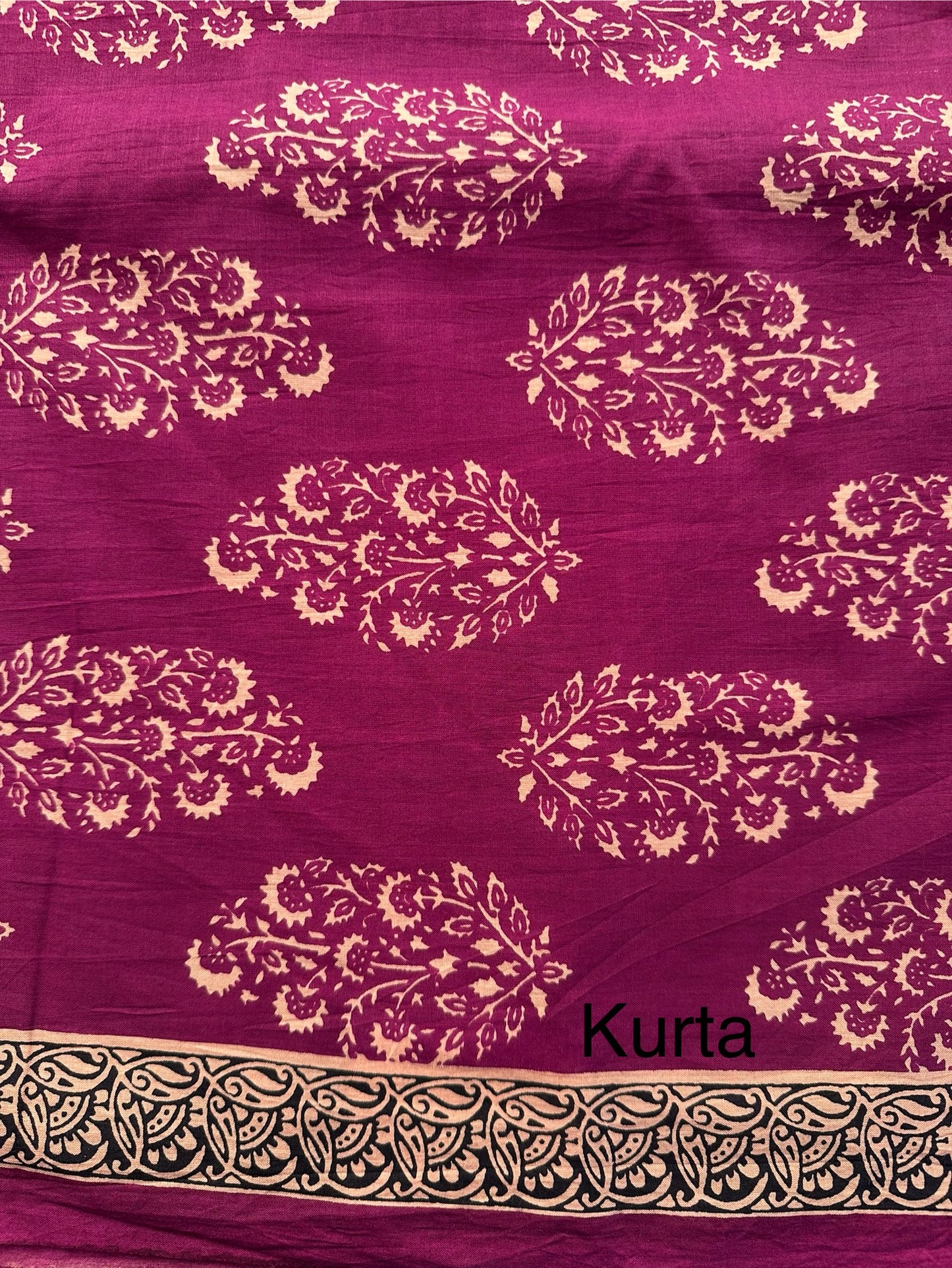 Magenta Block Printed Pure Cotton Suit