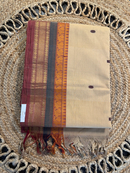 Beige Narayanpet Cotton Saree