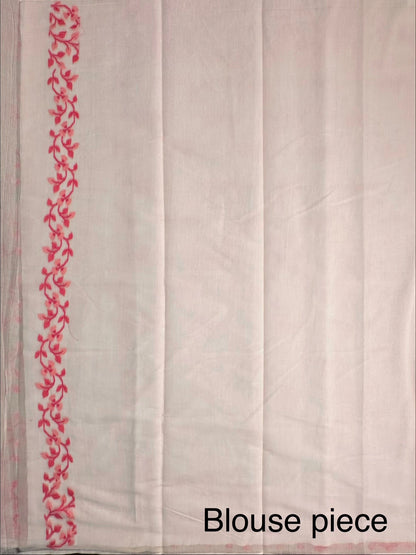 Off White-Pink Jamdani Fancy Cotton Saree