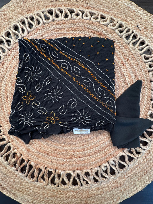 Black Rai Bandhej Chinon Saree