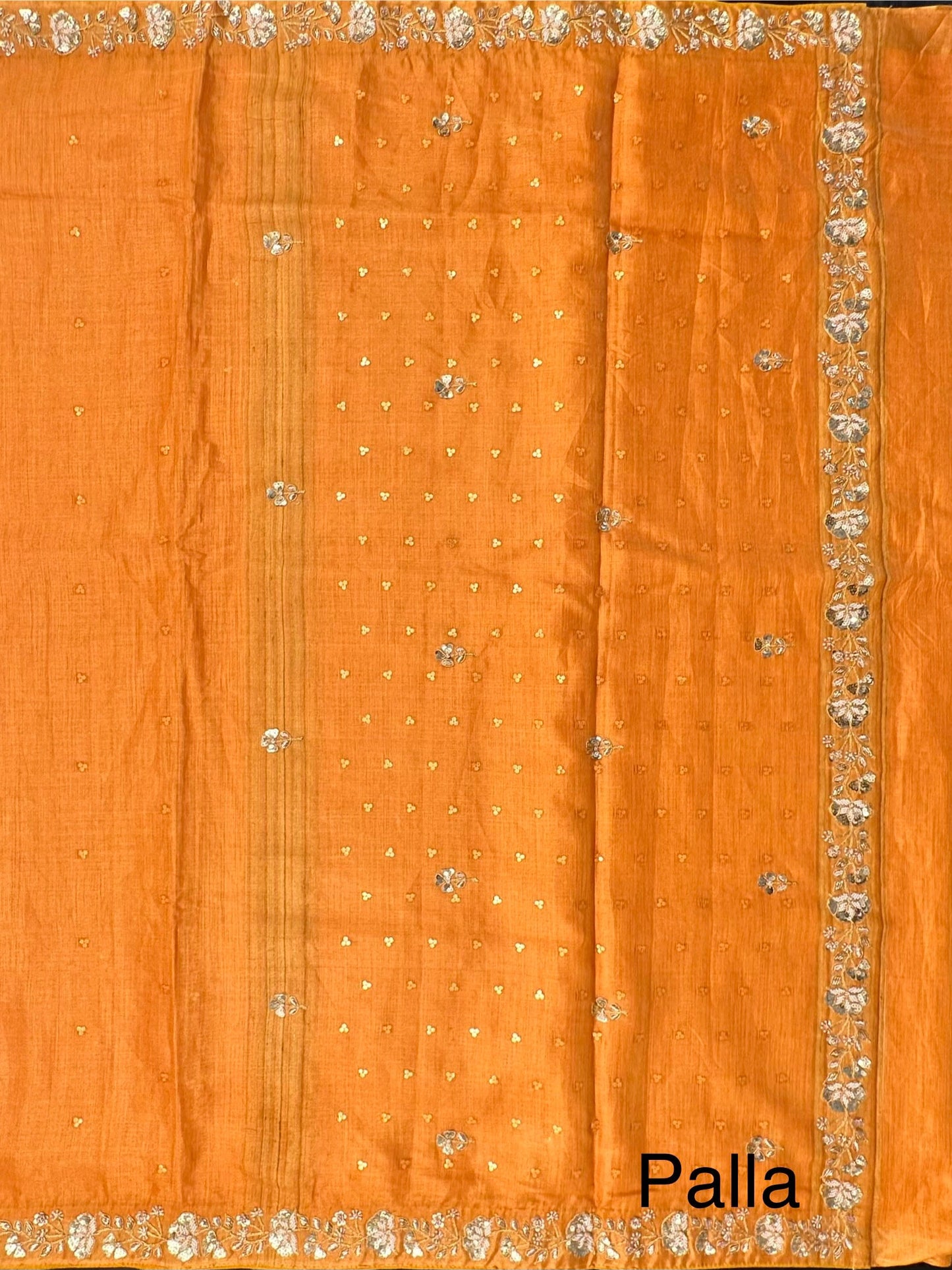 Mustard Tussar-Tissue Silk Saree with Hand Work