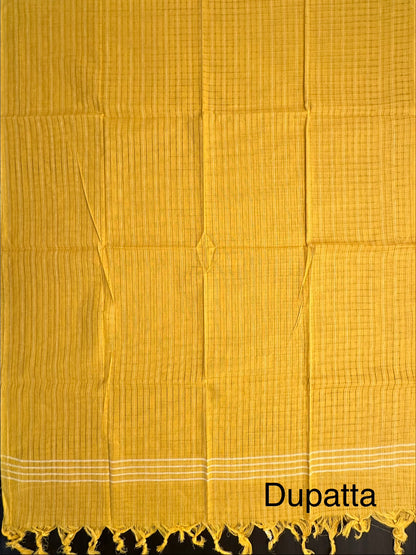 Mauve-Yellow Striped South Cotton 3-Piece Suit