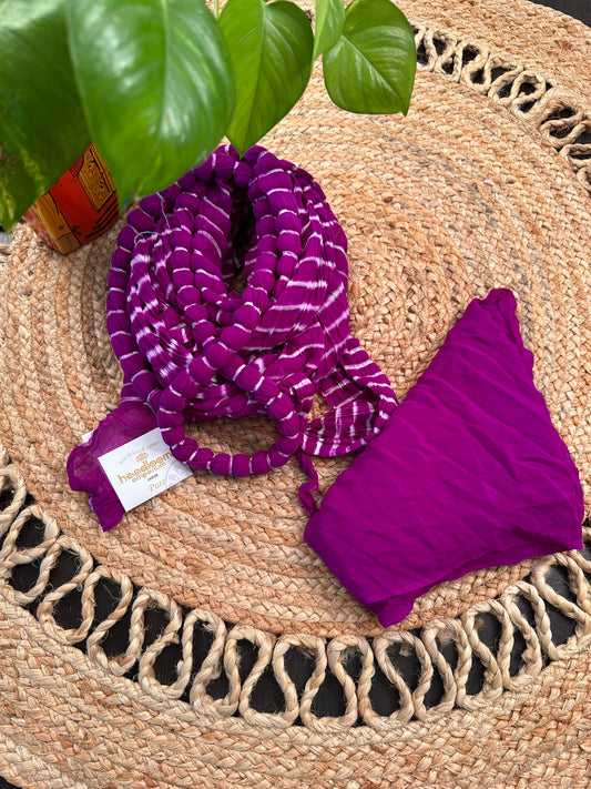 Purple Leheriya Pure Georgette Saree