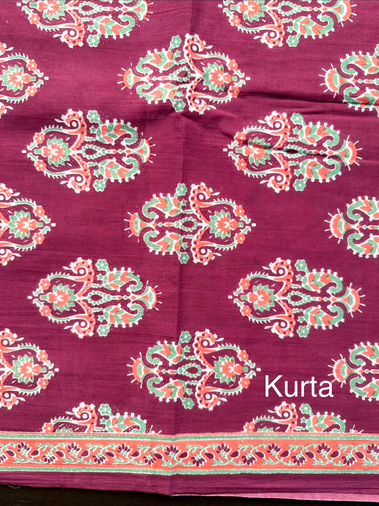 Magenta Block Printed Pure Cotton Suit