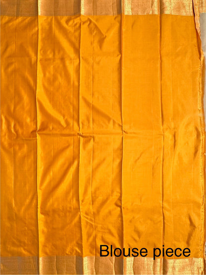 Cream-Yellow Pondicherry Pure Silk Saree