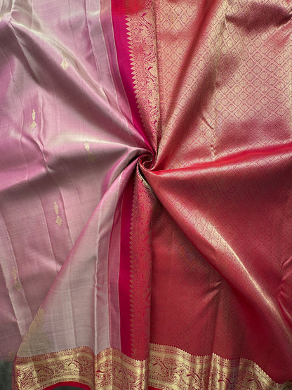 Mauve-Rani Handloom Kanjivaram Pure Silk Saree