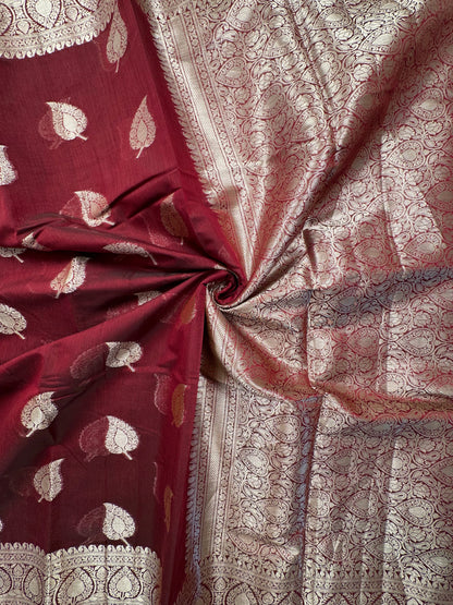 Maroon Chanderi Cotton Saree