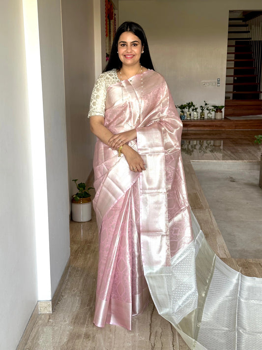 Pink Saadagi Tissue Saree