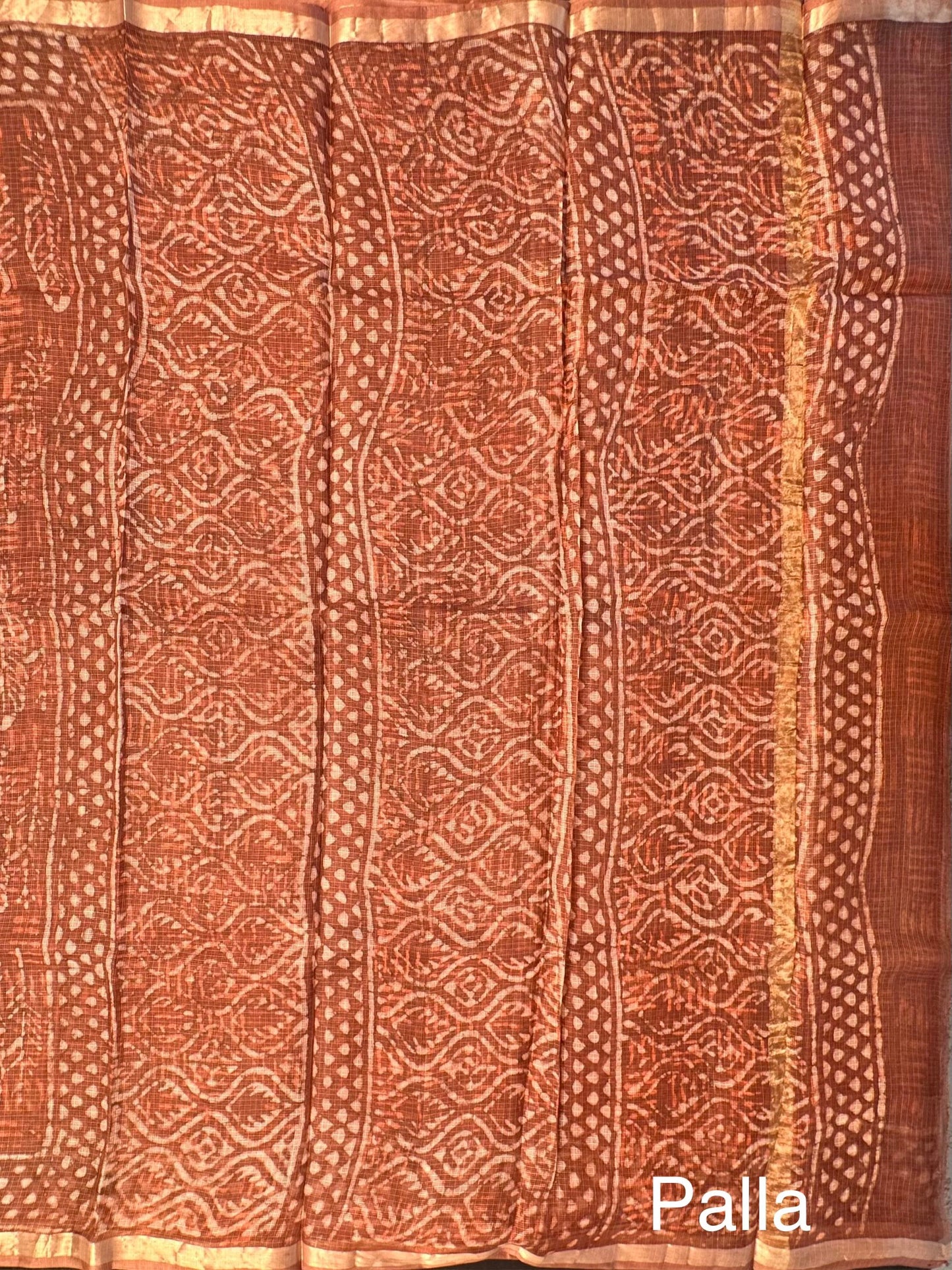 Brown Kota Doria Cotton-Silk Saree