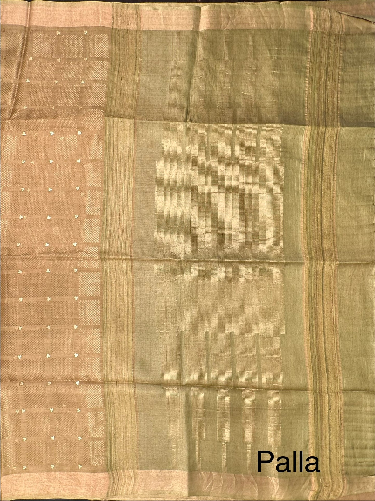 Mehndi Green Emboss Pure Tissue Silk Saree