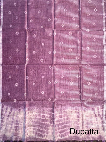 Purple Kumari Art Cotton 3-Piece Suit