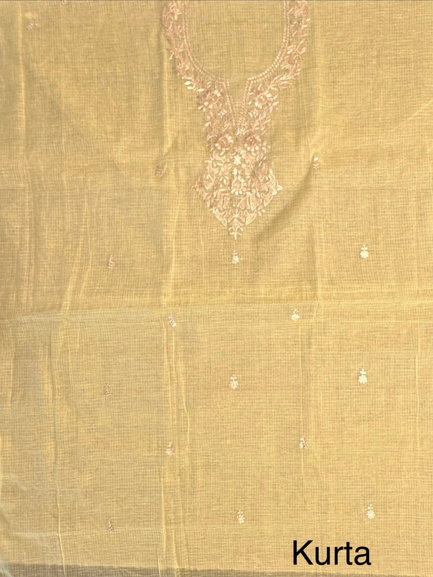 Yellow 4-Piece Kota Doria Cotton Unstitched Suit