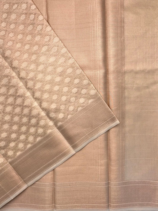 Golden Beige Fancy Cotton Supernet Saree