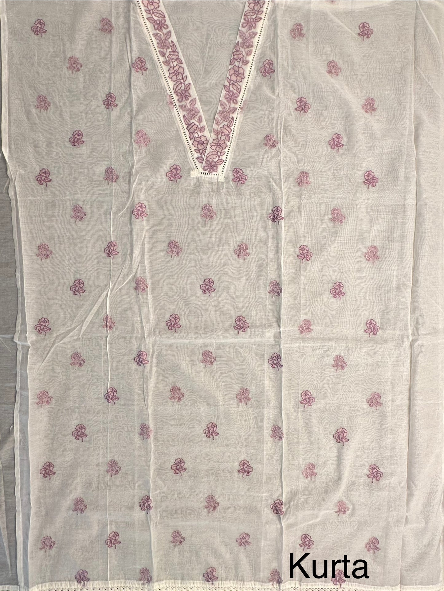 Off White-Purple Chanderi Suit