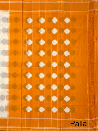 Off White Ikkat Cotton Saree