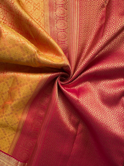 Mustard Handloom Kanjivaram Pure Silk Saree